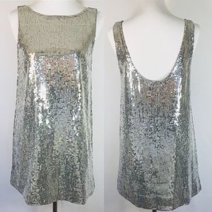 Free People Sequin Silver Mini Shift Dress